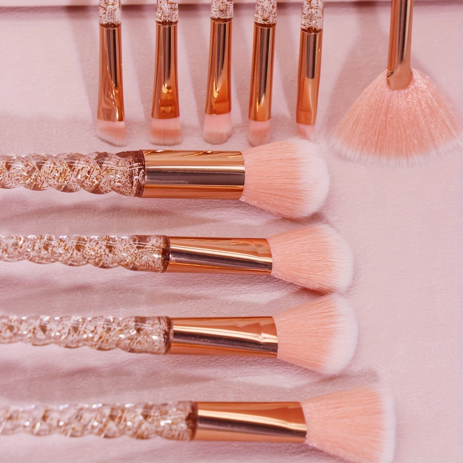 10pcs Oval Makeup Brush Set with Nylon Bristles & ABS Plastic Handles - Alcohol-Free, Perfect for Foundation, Eyeliner, Eye Shadow, Lip Brush - Ideal Beauty Gift for Halloween, Beauty Essentials|Elegant Brush Set|Durable Make